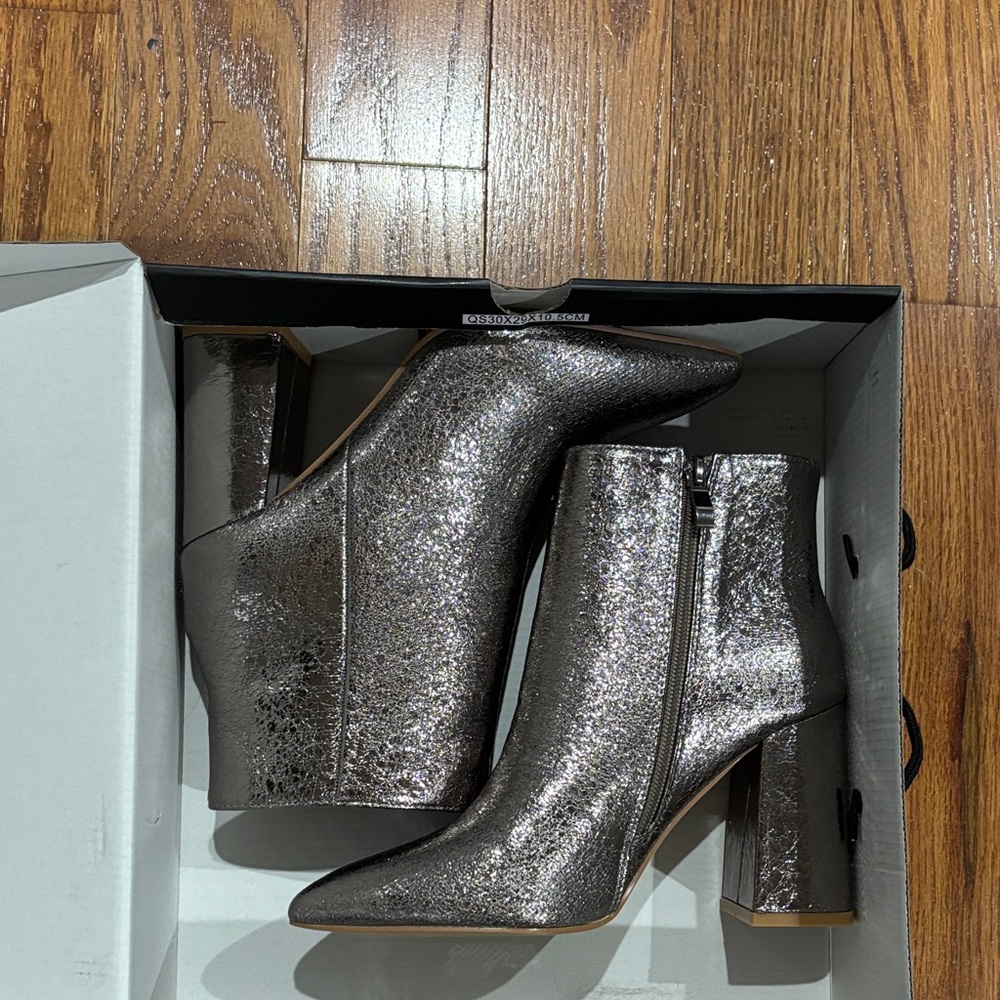 Shu shop pewter ankle boots with zipper us6.5